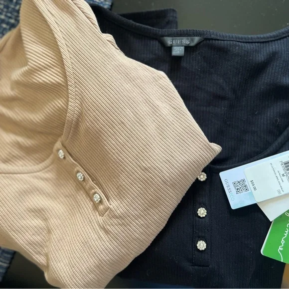 Guess Karlee jewel long sleeve Henley ribbed LIGHT RUM - Picture 8 of 8